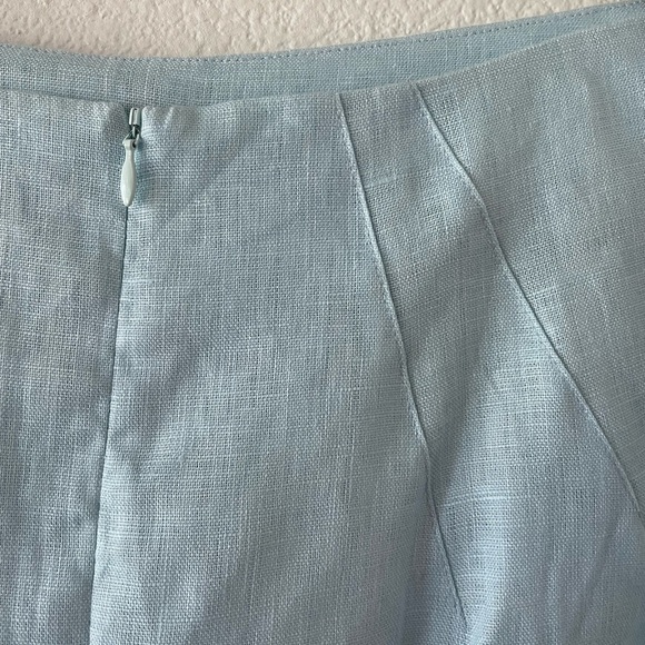 NWT MATTHEW BRUCH Tie Halter Crop Top & Kick Pleat Mini Skirt Set in Aqua - Picture 9 of 10